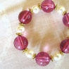 Perlenarmband♥weinrot-weiss-gold♥handgemacht♥von Hobbyhaus