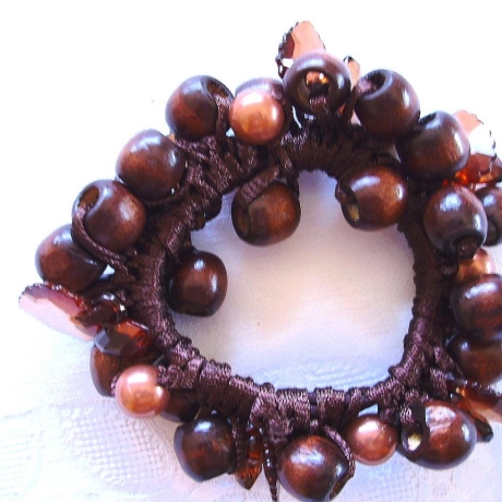 Holzperlenarmband♥Browny♥handgefädelt♥von Hobbyhaus