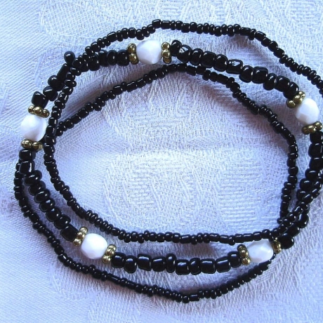 Perlenarmband-Set♥3teilig♥Black and Withe♥von Hobbyhaus