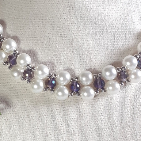 Kette Halskette Perlenkette 2-Reihige Damenkette Schmuck Lila