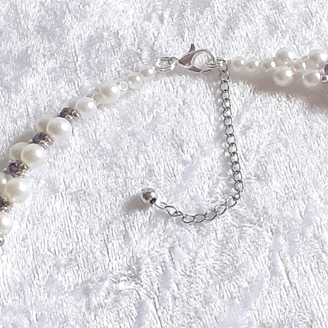 Kette Halskette Perlenkette 2-Reihige Damenkette Schmuck Lila