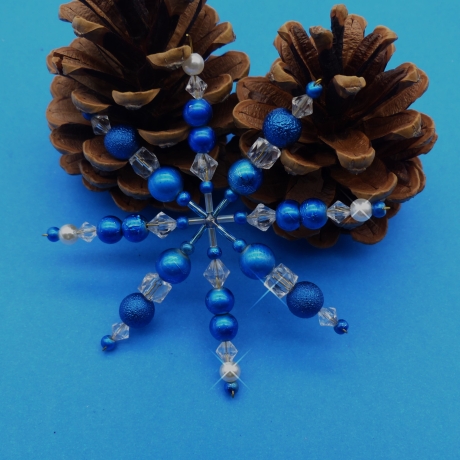 Perlenstern leuchtend blau, Weihnachtsdeko, Baumschmuck, Perlen