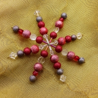 Perlenstern rot grau silber, Weihnachtsdeko, Baumschmuck, Perlen