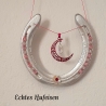 Echtes Hufeisen vom Pferd Glücksbringer Wandschmuck Weiß-Pink