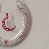 Echtes Hufeisen vom Pferd Glücksbringer Wandschmuck Weiß-Pink