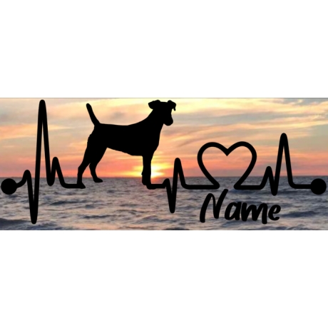 Aufkleber Herzlinie Heartbeat Hund Person Russel Terrier