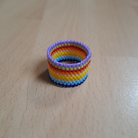 Ring aus Miyuki Delicas,bunt gestreift, Unikat, Handarbeit