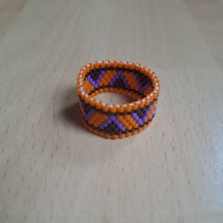 Ring aus Miyuki Delicas,orange/lila/braun, Handarbeit