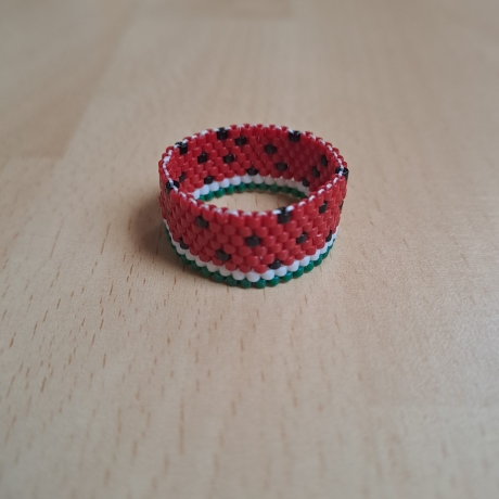 Ring aus Miyuki Delicas,Wassermelone, Handarbeit