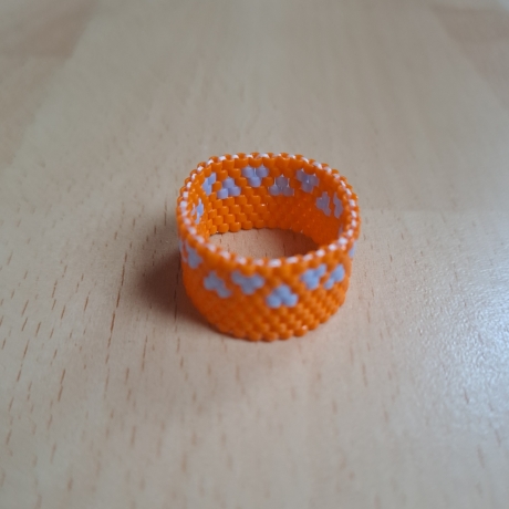 Ring aus Miyuki Delicas,orange/hellblau, Handarbeit,Unikat