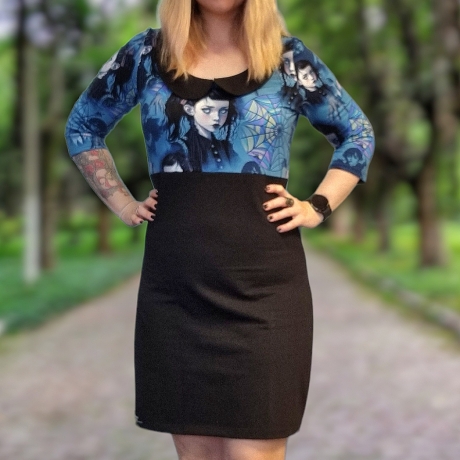 Kleid Bubikragen Mädchen Spinnennetz Halloween