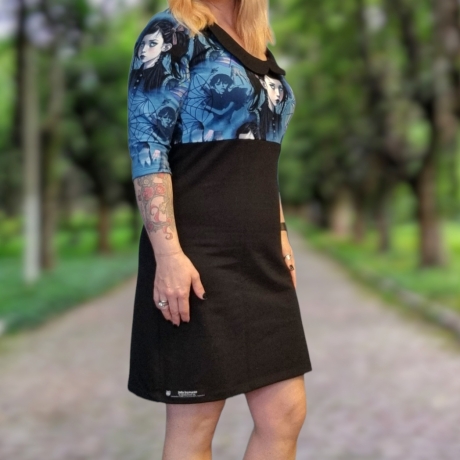 Kleid Bubikragen Mädchen Spinnennetz Halloween