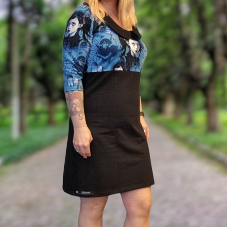 Kleid Bubikragen Mädchen Spinnennetz Halloween