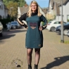 Longpulli Longhoodie Leo petrol mit raffiniertem Kragen