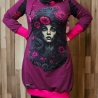 Longpulli Longhoodie Zombiefrau Blumen Pink