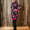 Longpulli Longhoodie Blumen Pink