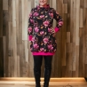 Longpulli Longhoodie Blumen Pink