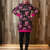 Longpulli Longhoodie Blumen Pink