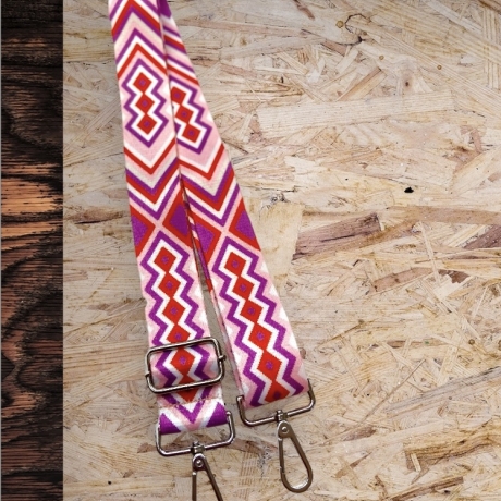 Crossbody Bag Bauchtasche aus Canvas Flower rosa mit Gurtband