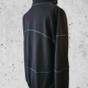 Hoodie Loopwickelkragen schwarz mit Petrolabgesetzt