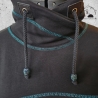 Hoodie Loopwickelkragen schwarz mit Petrolabgesetzt