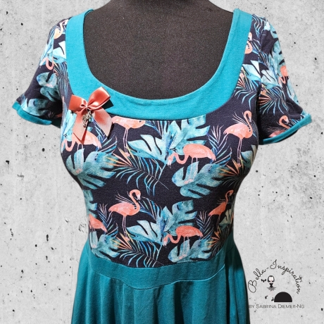 Kleid Tellerrock Rockabella Flamingo Petrol