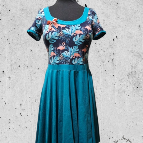 Kleid Tellerrock Rockabella Flamingo Petrol