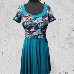 Kleid Tellerrock Rockabella Flamingo Petrol Kleid Tellerrock Rockabella Flamingo Petrol