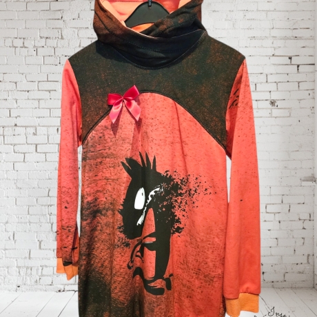 Kinder Hoodie Hoodiekleid Monstertastisch rot