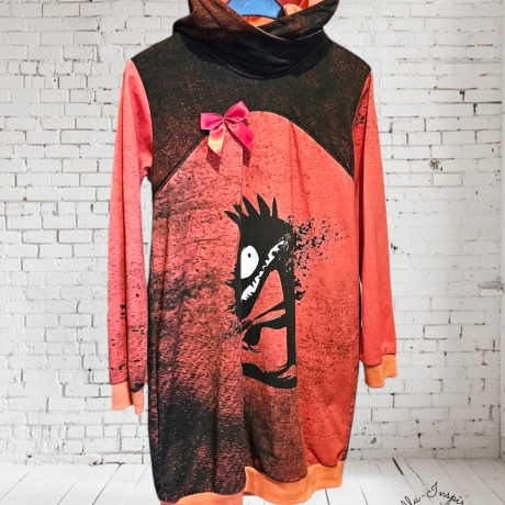 Kinder Hoodie Hoodiekleid Monstertastisch rot