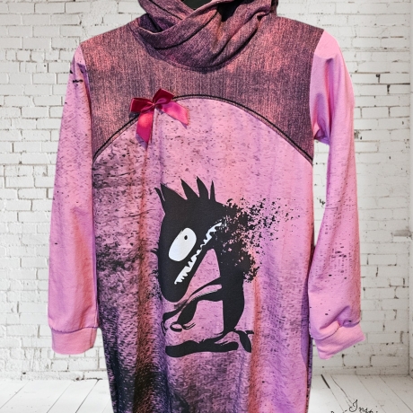 Kinder Hoodie Hoodiekleid Monstertastisch rosa