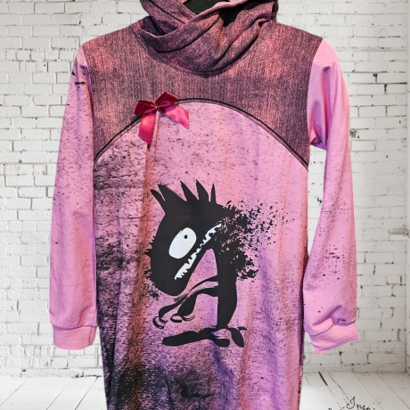Kinder Hoodie Hoodiekleid Monstertastisch rosa