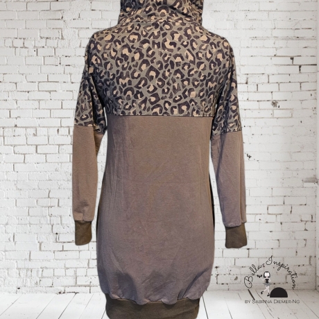 Longpulli Longhoodie Loopkragen Braun Leo