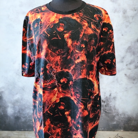 T-Shirt Shirt Skull Totenkopf Feuer 