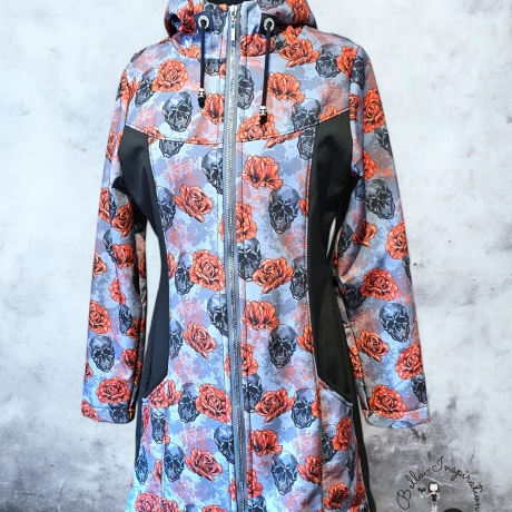 Softshelljacke Softshellmantel Skull Totenkopf rot grau schwarz