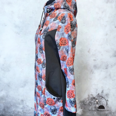 Softshelljacke Softshellmantel Skull Totenkopf rot grau schwarz