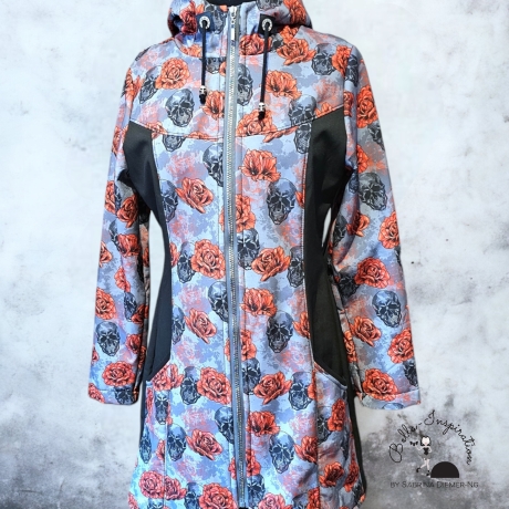 Softshelljacke Softshellmantel Skull Totenkopf rot grau schwarz