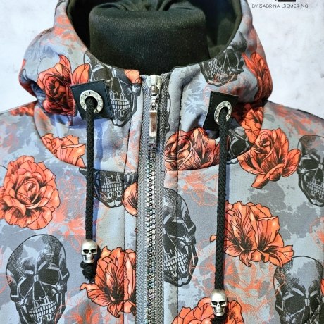 Softshelljacke Softshellmantel Skull Totenkopf rot grau schwarz