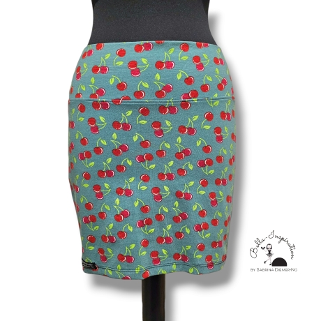 Rock Minirock Kirschen blaugrün Rockabella Cherry