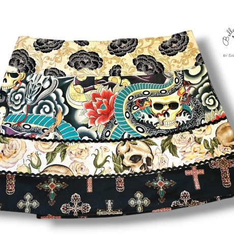 Wickelrock Wenderock mit Tasche Täschchen Gothic Totenkopf 2