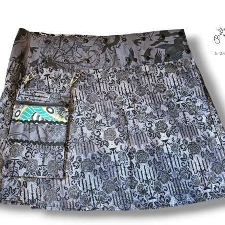 Wickelrock Wenderock mit Tasche Täschchen Gothic Totenkopf 1