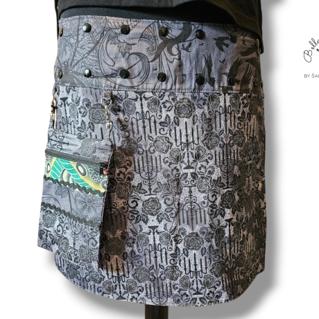 Wickelrock Wenderock mit Tasche Täschchen Gothic Totenkopf 1