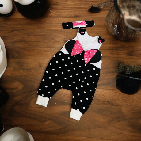 Strampler Maus Polkadots Kleidungsset Baby Onsie Schleife