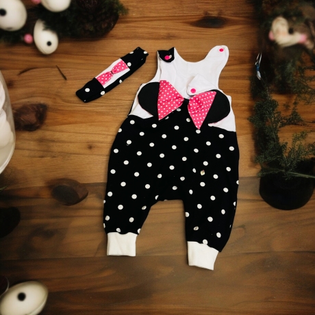 Strampler Maus Polkadots Kleidungsset Baby Onsie Schleife
