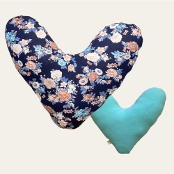 Herzkissen Nackenkissen Unterarmkissen Trösterkissen Blumen blau