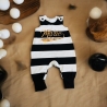 Strampler personalisierbar Babystrampler Streifen schwarz-weiß 