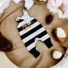 Strampler personalisierbar Babystrampler Streifen schwarz-weiß 