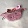 Crossbody Bag Bauchtasche aus Canvas Flower rosa mit Gurtband