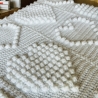 Babydecke gehäkelt weiß Herzen Häkeldecke Krabbeldecke Taufe