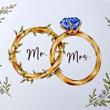 Mr. & Mrs. - Klappbare Grußkarte (mit Umschlag)